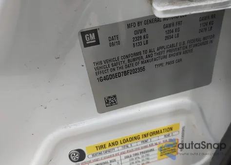 2011 Buick Lacrosse Cxl z USA, uszkodzony, nr VIN 1G4GD5ED7BF202356